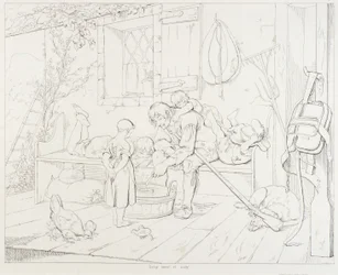 (Rip Van Winkle, ilustración) Rip Divirtiendo a los niños