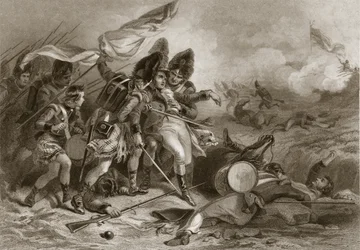 Muerte de Pakenham en la batalla de Nueva Orleans, pub. 1860