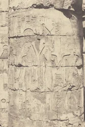 Karnak (Tebas), Palacio--Sala Hipóstila--Columna central--Decoración de un Fut,1853 (foto)