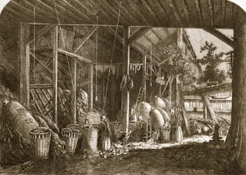 Un Almacén de Trapos en el Barrio Mouffetard, en París, ilustración de 