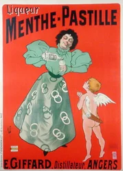 Póster publicitario de Menthe-Pastille, destilado por E. Giffard