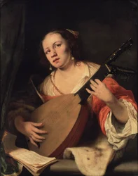 Dama tocando el laúd, 1654