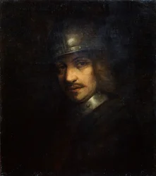 Retrato de un hombre con casco, siglo XVII