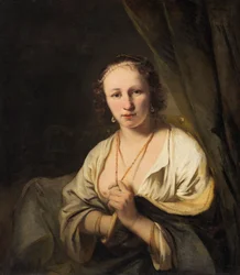 Mujer con perlas en el cabello