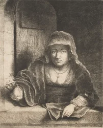 Mujer con una pera