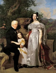 El consejero principesco de Esterházy, Mathias Kerzmann, con su segunda esposa Maria Helena, de soltera Mikolischütz, y su hija Maria