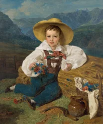 Retrato del Conde Dmitri Alexandrovich Apraxin 1826-1899 como niño frente a una montaña, 1832