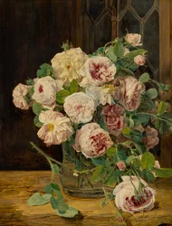 Ramo de rosas en la ventana