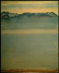 Lago de Ginebra con los Alpes de Saboya