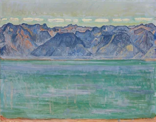 Lago de Ginebra con los Alpes de Saboya