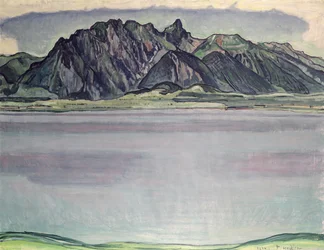 Thunersee con las Montañas Stockhorn, 1910