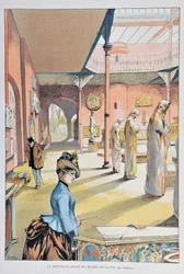 La nueva sala del museo de la Edad Media de Cluny en París 1887, por Ferdinand Joseph GUELDRY (1858-1945). Grabado de 1887 en “Paris-Illustrous journal weekly”