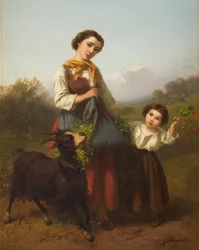 Ferdinand Marohn Joven pastora con niño