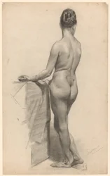 Estudio de un desnudo femenino de pie, visto desde atrás