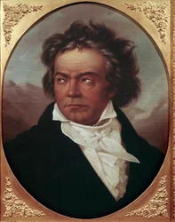 Retrato del compositor alemán Ludwig van Beethoven (1770-1827) a la edad de 49 años (Compositor alemán Ludwig van Beethoven a la edad de 49 años) Pintura de Ferdinand Schimon (1797-1852) 1819 Bonn, Maison natale du composer