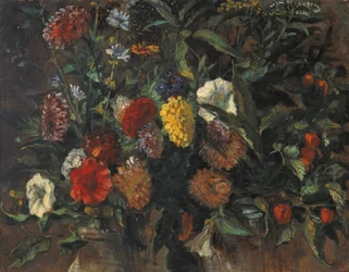 Naturaleza muerta de flores, c.1848 (óleo sobre cartón)