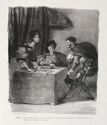 Ilustraciones para Fausto: Mefistófeles está en Marthe, 1828