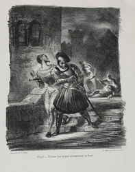 Ilustraciones para Fausto: Mefistófeles y Fausto huyen después del duelo, 1828