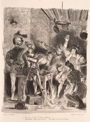 Ilustraciones para Fausto: Mefistófeles en la taberna de los estudiantes, 1828