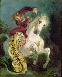 Jaguar atacando a un jinete, c.1855