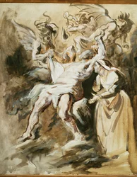 Job atormentado por los demonios (pintura sobre lienzo)