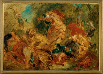 Caza del león (pintura sobre lienzo)