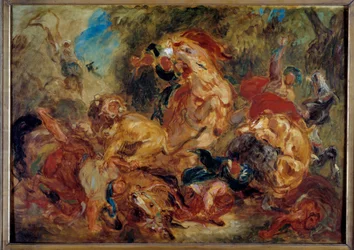 Caza de leones. Boceto