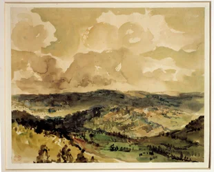 Vista panorámica de colinas boscosas alrededor de Croze
