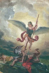 San Miguel luchando contra el dragón (detalle)