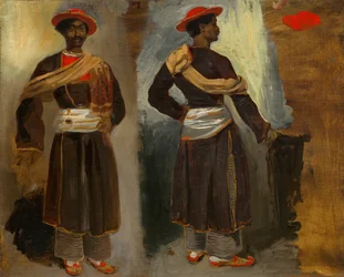 Dos estudios de un indio de pie de Calcuta, c. 1823-24 (óleo sobre lienzo)