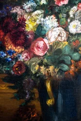 Jarrón de flores sobre una consola, detalle