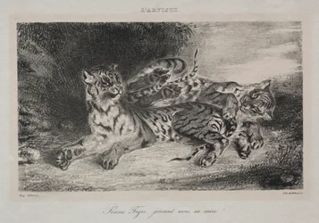 Joven tigre jugando con su madre, 1831