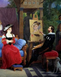 Rubens pintando el sombrero de paja en su estudio (detalle)