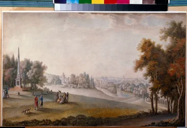 "Vista del parque de Tsárskoye Selo" de Ferdinand de Meys (1810), acuarela y gouache sobre papel