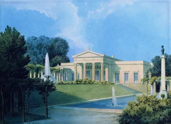 Vista de Charlottenhof desde el jardín, 1855