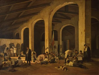 Artistas voluntarios toscanos en el cuartel de Módena