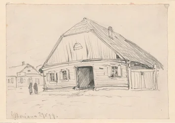 La posada de Jankielowa en Oszmiana; anverso: boceto de un motivo indeterminado