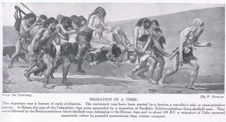 Migración de una tribu, ilustración de «Historia de las naciones de Hutchinson», hacia 1910