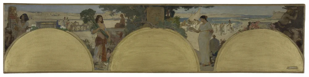Boceto para el Hôtel de Ville de Paris: Historia de la escritura - tiempos antiguos, hacia 1890 (óleo sobre lienzo)