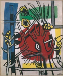 Árbol sobre fondo rojo