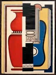 Guitarra azul y jarrón