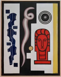 Composición con cabeza roja