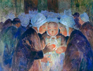 Jóvenes de Bretaña antes de una procesión, c1884-1930