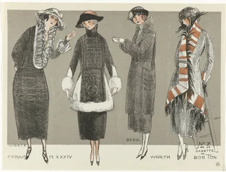 Gazette du Bon Ton, 1920 - No. 7, Croquis Pl XXXIV: Worth / Beer / Worth (título sobre objeto)
