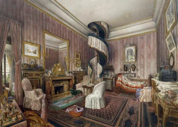 Dormitorio, acuarela de Fernand Pelez de Cordova