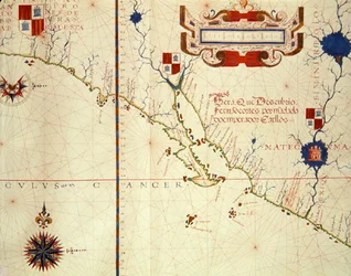 Mapa de México y Baja California, de un atlas, 1571