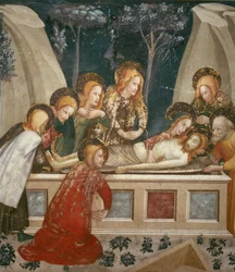 Jesús en el sepulcro con los apóstoles y su madre (fresco)