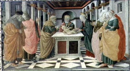 La presentación en el templo, panel predela del retablo de La Natividad en el Museo Cívico