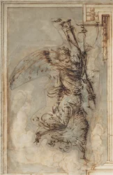 Un ángel portando una antorcha, c.1500-1504 (dibujo a pluma y tinta)