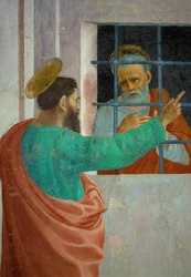San Pablo visita a San Pedro en la cárcel, de la hilera inferior de murales de la capilla privada de los Brancacci (fresco)
